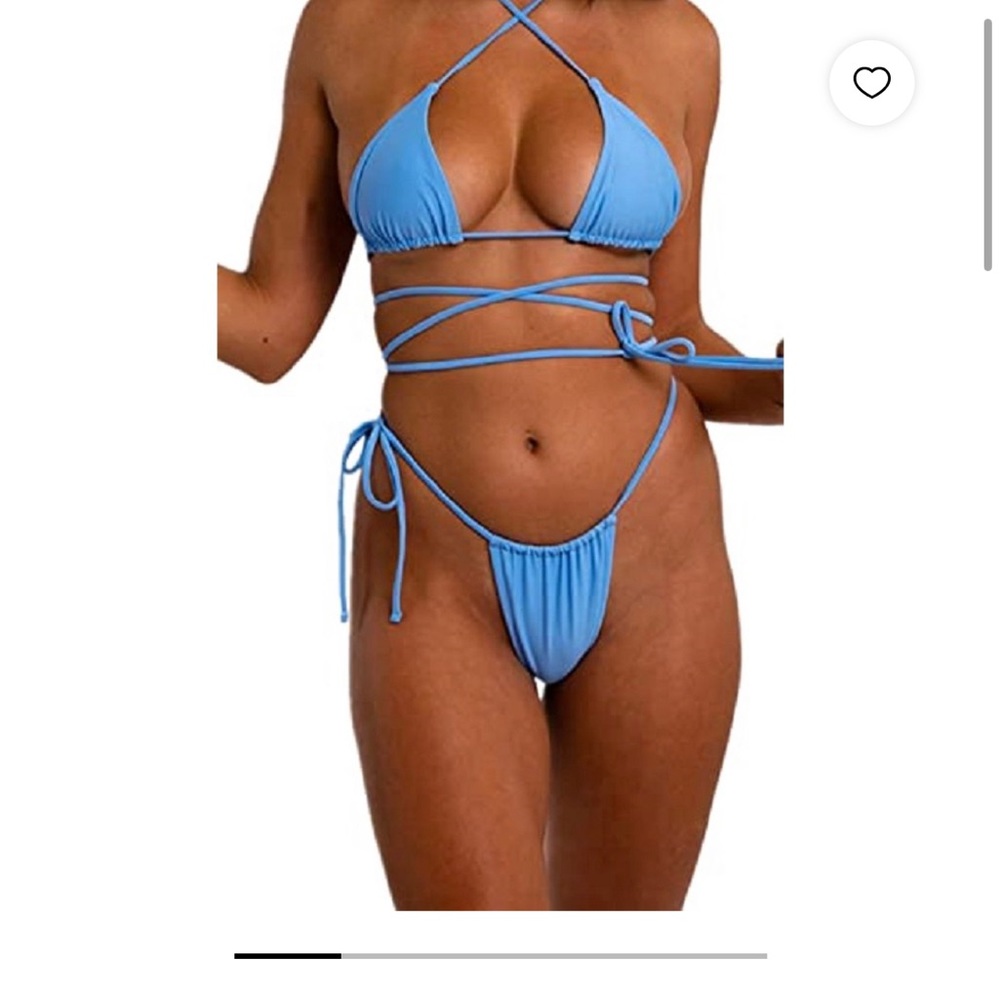 Sexy Bikini Halter Padded Top String Tie Thong Two
Piece Triangle Swimsuit